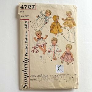 12" Doll Clothes Sewing Pattern Simplicity 4727 Tiny Tears Betsy Wetsy Carrie
